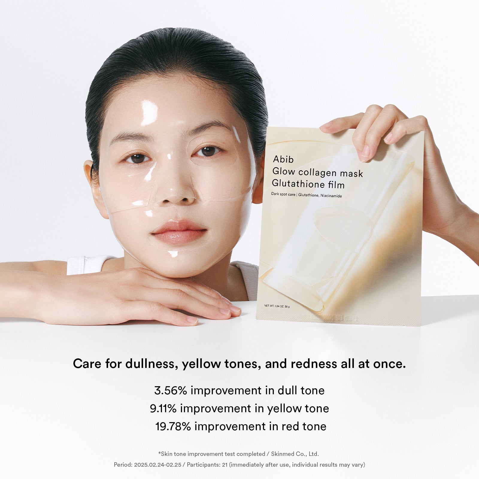 Abib Glow Collagen Mask Glutathione Film för lyster och en jämnare hudton