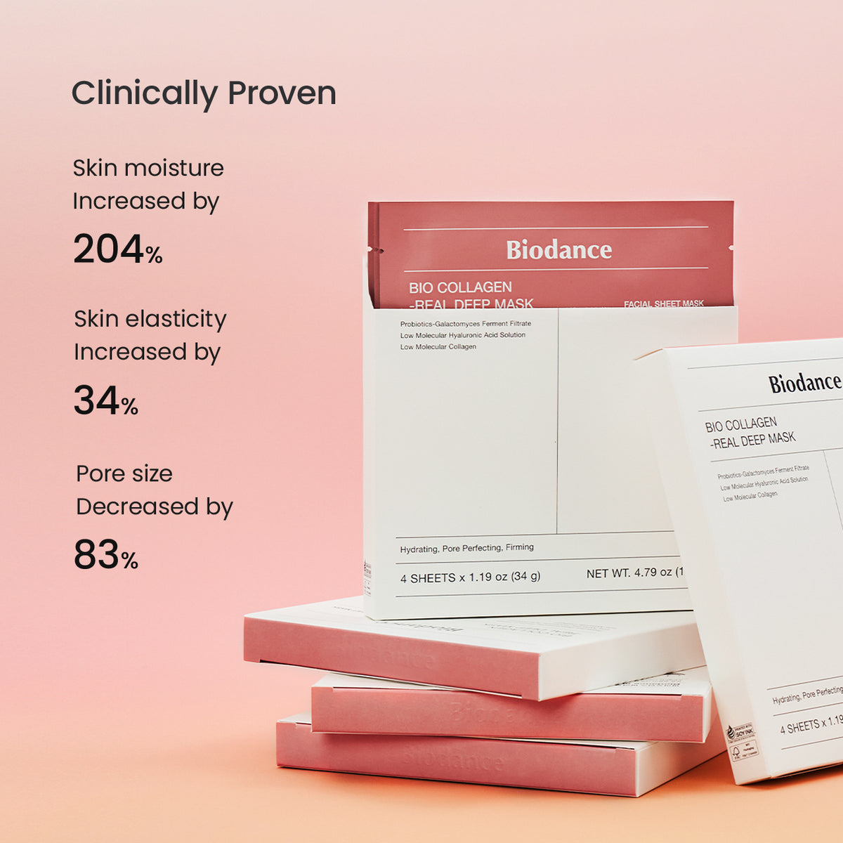 Biodance – Collagen Real Deep Mask 1 Box, 4 sheets x 34g
