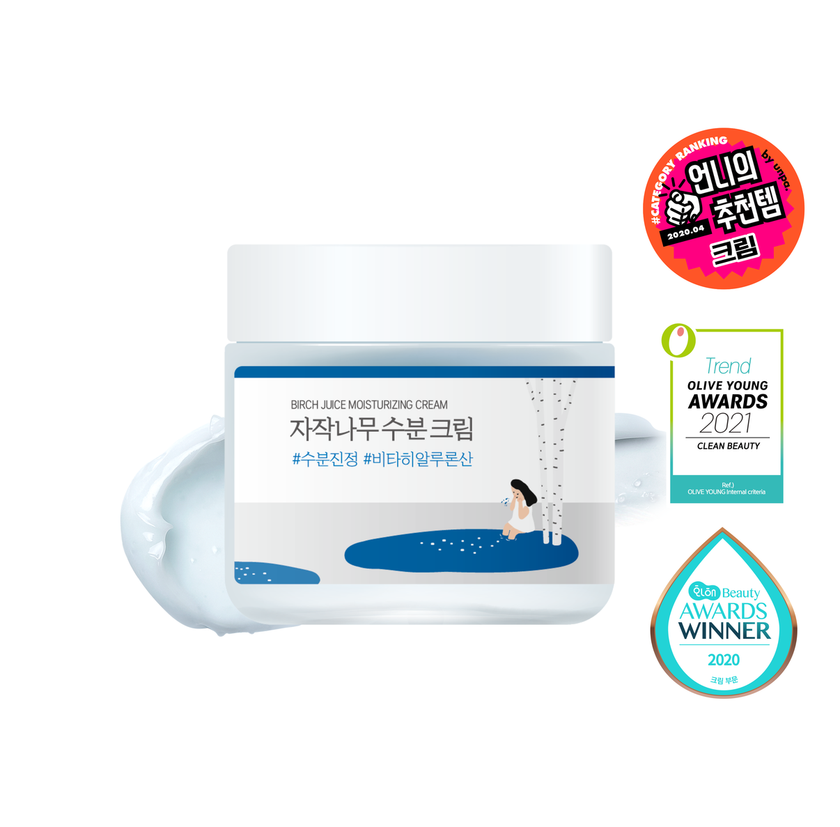 Round Lab Birch Juice Moisturizing Cream 80ml återfuktande ansiktskräm med björksav för torr och känslig hud.
